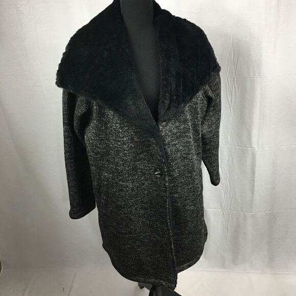Steve Madden charcoal gray 1X faux fur lined coat - Picture 7 of 8
